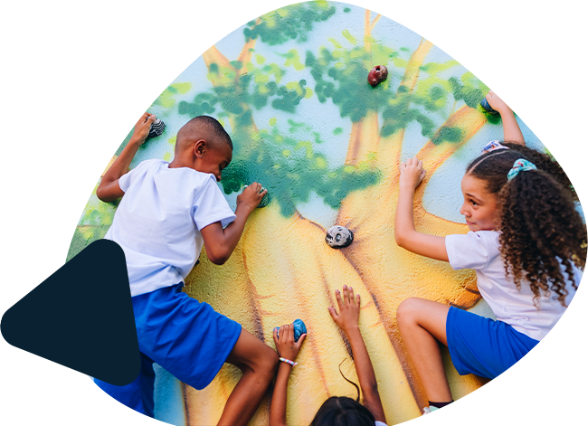 Kids on climbing wall
